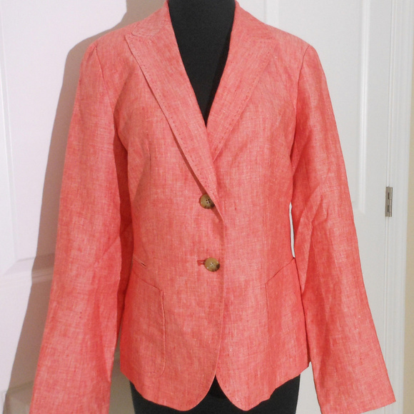 TALBOTS Cross-Dyed Linen Blazer NWT CORAL Jacket - Picture 1 of 6